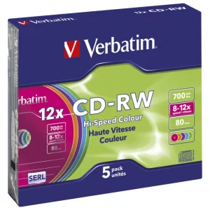 CD-RW 700/80 8x-12x slim pk5 Verbatim 43167