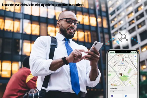 Ethnic bearded manager using smartphone