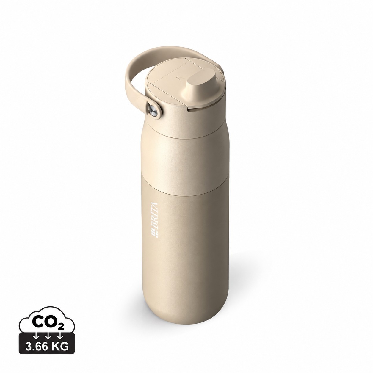 Bež BRITA boca s CO₂ oznakom